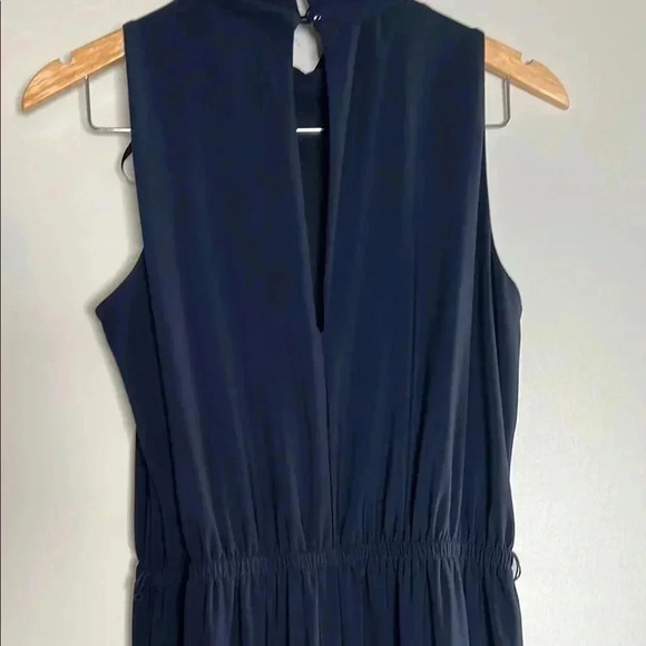 Women's Blue Sleeveless Jumpsuit Mock Neck - Wide Legs Very Cute Corporate Look - Picture 11 of 14